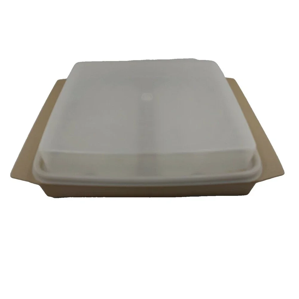 Vintage Tupperware Deviled Egg Keeper Carrier Almond Tan 723-3 Tray Lid Inserts